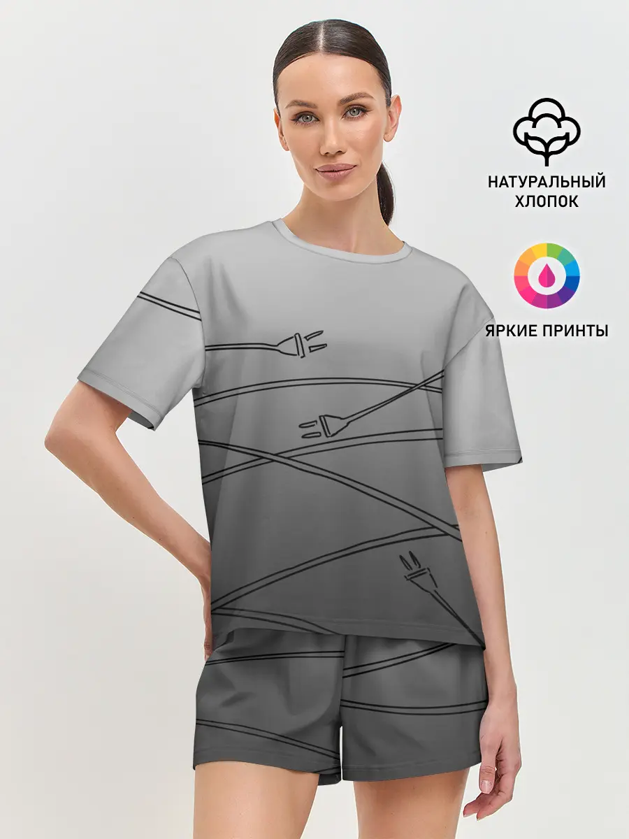 Женская пижама с шортами / Провода