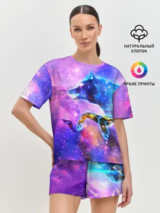 Женская пижама с шортами / Волки