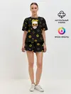 Женская пижама с шортами / Череп и подсолнухи