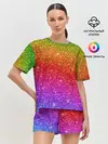 Женская пижама с шортами / Блестки радуги