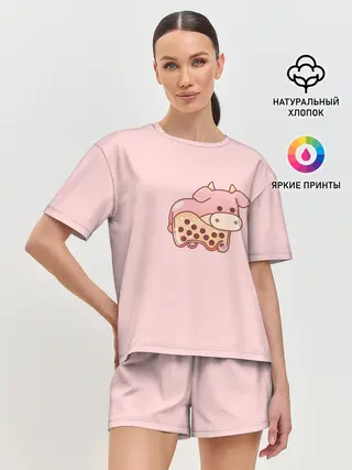 Женская пижама с шортами / Стеклянная свинка