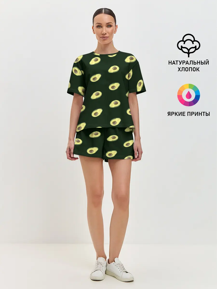 Женская пижама с шортами / Авокадо