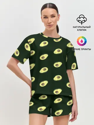 Женская пижама с шортами / Авокадо