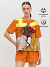 Женская пижама с шортами / Человек-Бензопила на голубом фоне