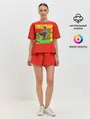 Женская пижама с шортами / Человек-Бензопила с логотипом на красном