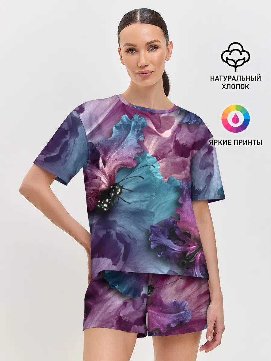 Женская пижама с шортами / Цветы