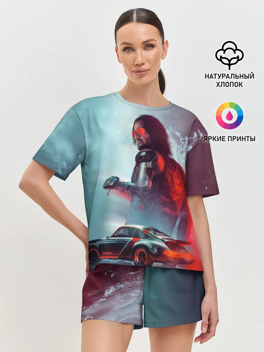 Женская пижама с шортами / Cyberpunk 2077 | Джонни и Порш