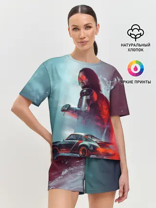 Женская пижама с шортами / Cyberpunk 2077 | Джонни и Порш