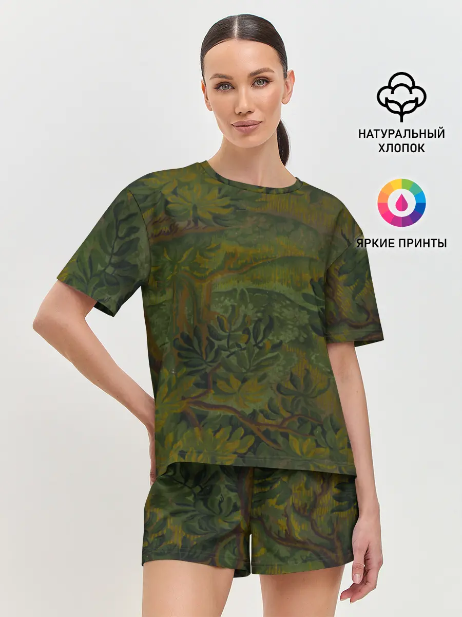 Женская пижама с шортами / Зеркальный лес