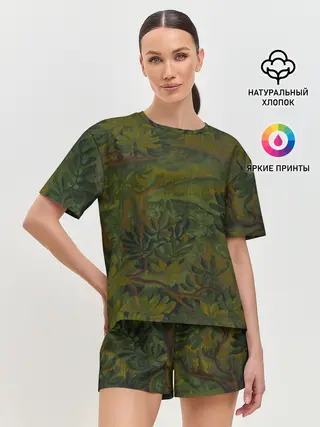 Женская пижама с шортами / Зеркальный лес