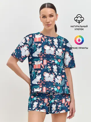 Женская пижама с шортами / Котики | Подарки