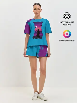 Женская пижама с шортами / Гинтоки кот