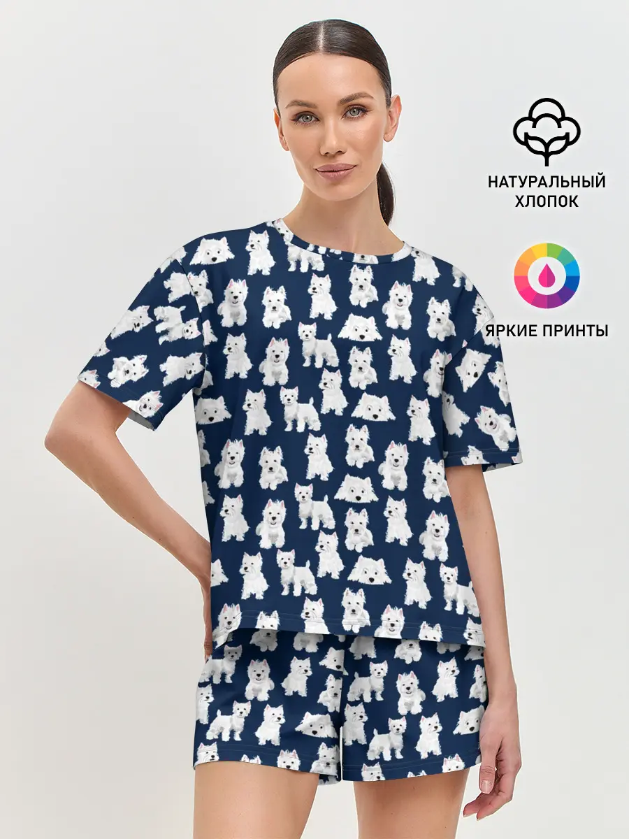 Женская пижама с шортами / Собаки Пушистики