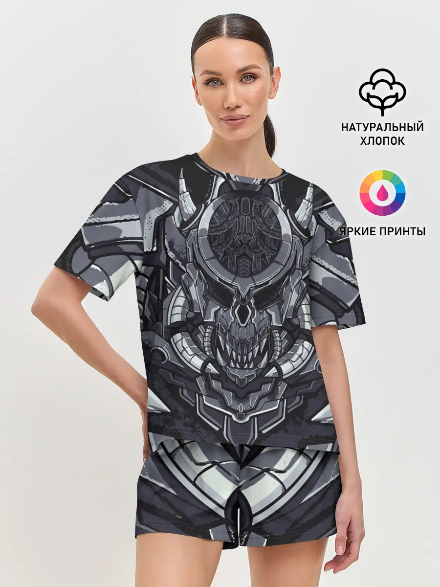 Женская пижама с шортами / Механический робот