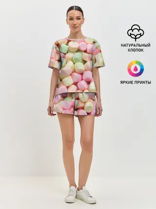 Женская пижама с шортами / маршмэлов зефирки нежные
