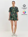 Женская пижама с шортами / Лесные листочки цветочки