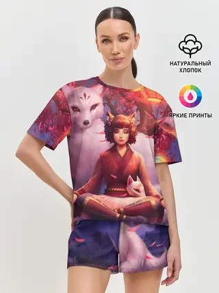 Женская пижама с шортами / Девушка-лиса