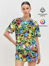 Женская пижама с шортами / Цветные Поп Котики
