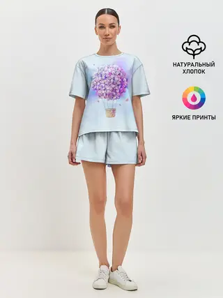 Женская пижама с шортами / Air flowers