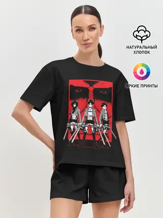 Женская пижама с шортами / Три война против Чудовища. АТАКА ТИТАНОВ
