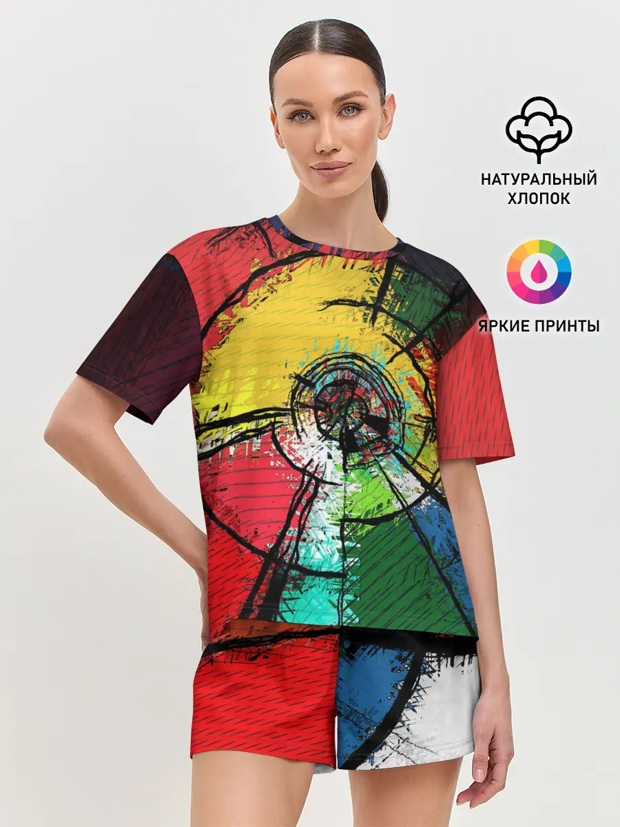 Женская пижама с шортами / Центрифуга красок