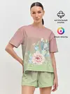 Женская пижама с шортами / суккулент градиент