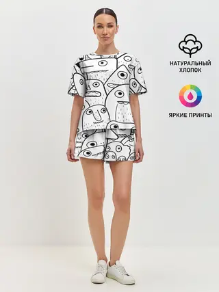 Женская пижама с шортами / Рожицы