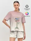 Женская пижама с шортами / Птичка в гнезде роза