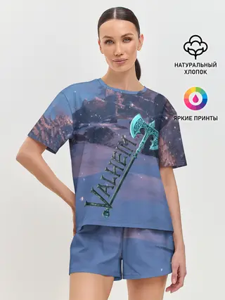 Женская пижама с шортами / Valheim лого с секирой