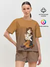 Женская пижама с шортами / анимешная девочка очки офис