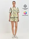 Женская пижама с шортами / мультяшные котики на желтом мя