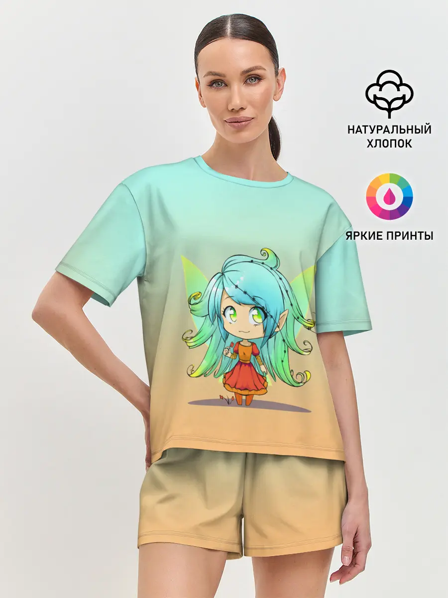 Женская пижама с шортами / малышка фея с крылышками
