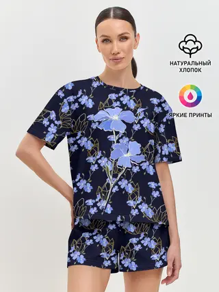 Женская пижама с шортами / Незабудки
