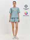 Женская пижама с шортами / Котик грустит