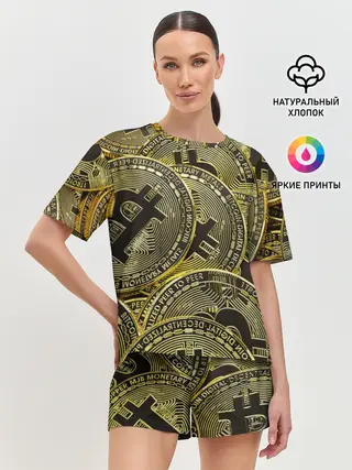 Женская пижама с шортами / БИТКОИНЫ МОНЕТЫ