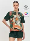 Женская пижама с шортами / Огненный Тигр в Цветах