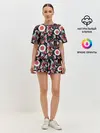 Женская пижама с шортами / Паттерн из Бабочек с Цветами