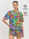 Женская пижама с шортами / Разноцветные бабочки