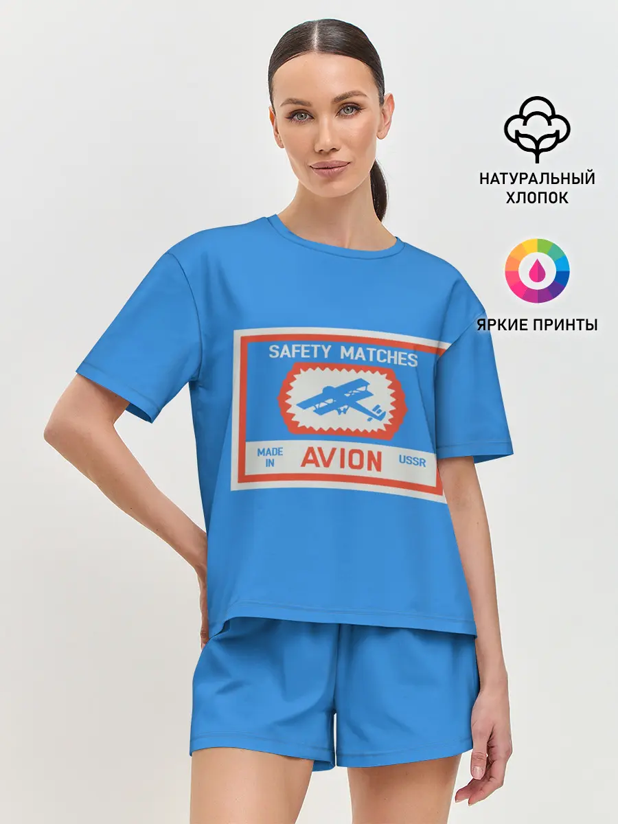 Женская пижама с шортами / Спички blue