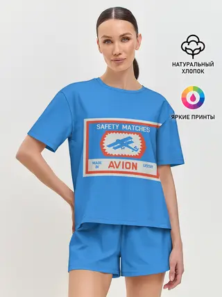 Женская пижама с шортами / Спички blue