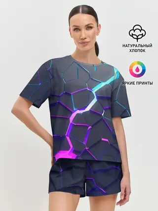 Женская пижама с шортами / НЕОНОВЫЙ РАЗЛОМ | 3Д РАЗЛОМ