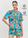 Женская пижама с шортами / Рожок цветов