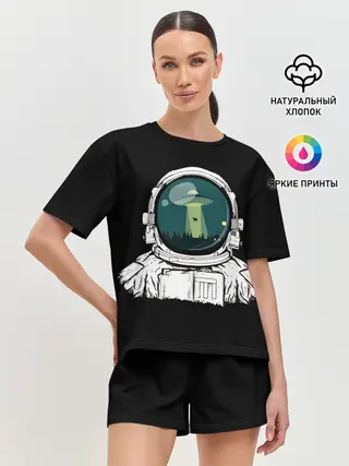 Женская пижама с шортами / Скафандр с отражением НЛО