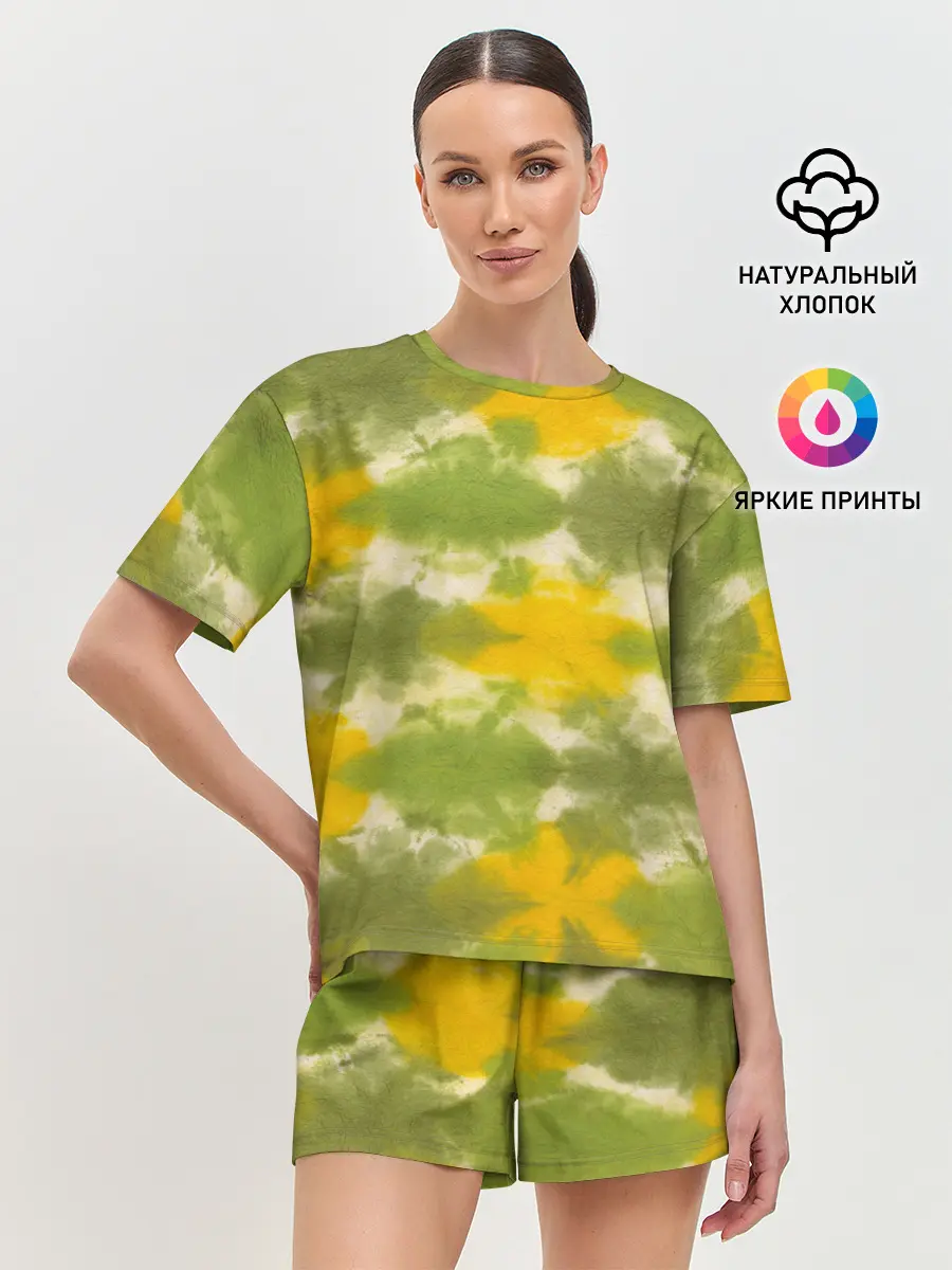 Женская пижама с шортами / разводы краски