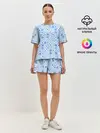Женская пижама с шортами / Орнамент снежинки