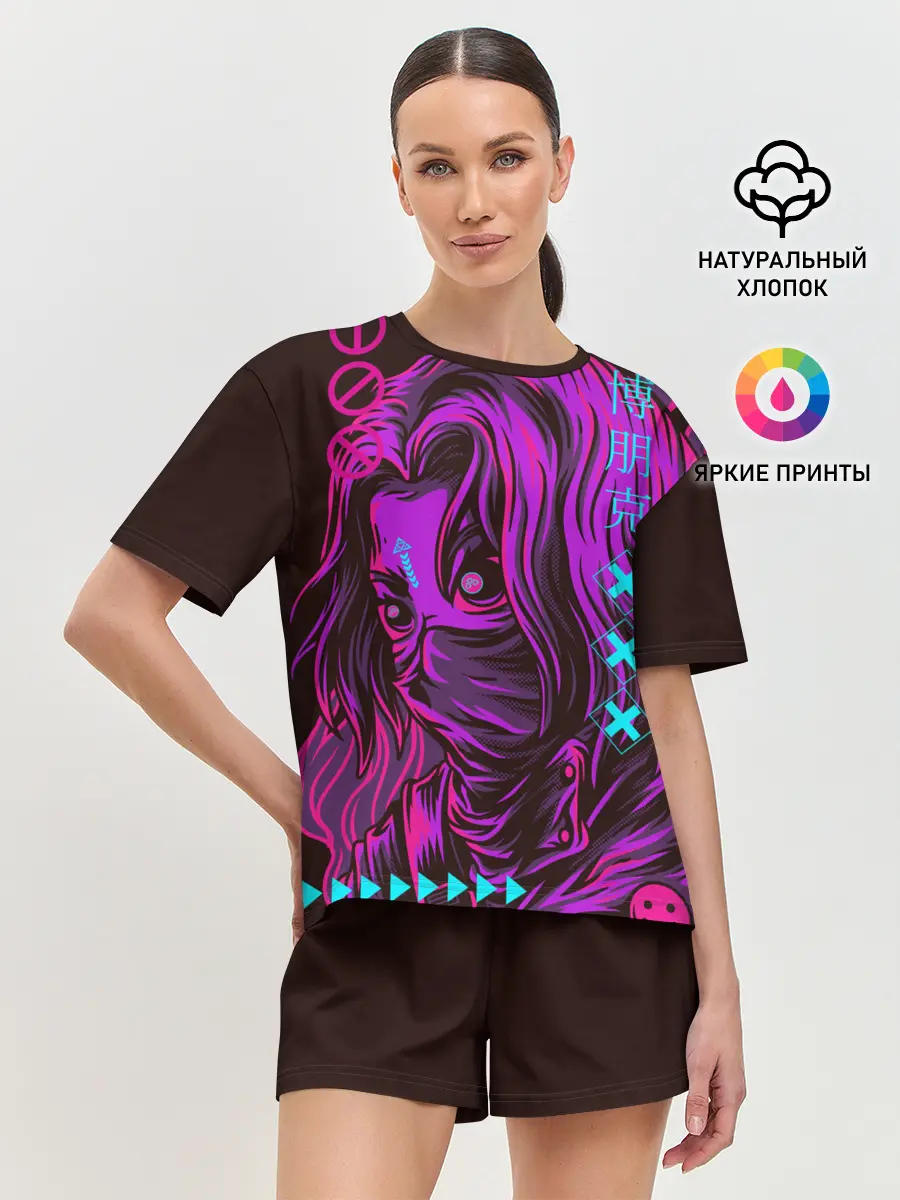 Женская пижама с шортами / Киберпанк