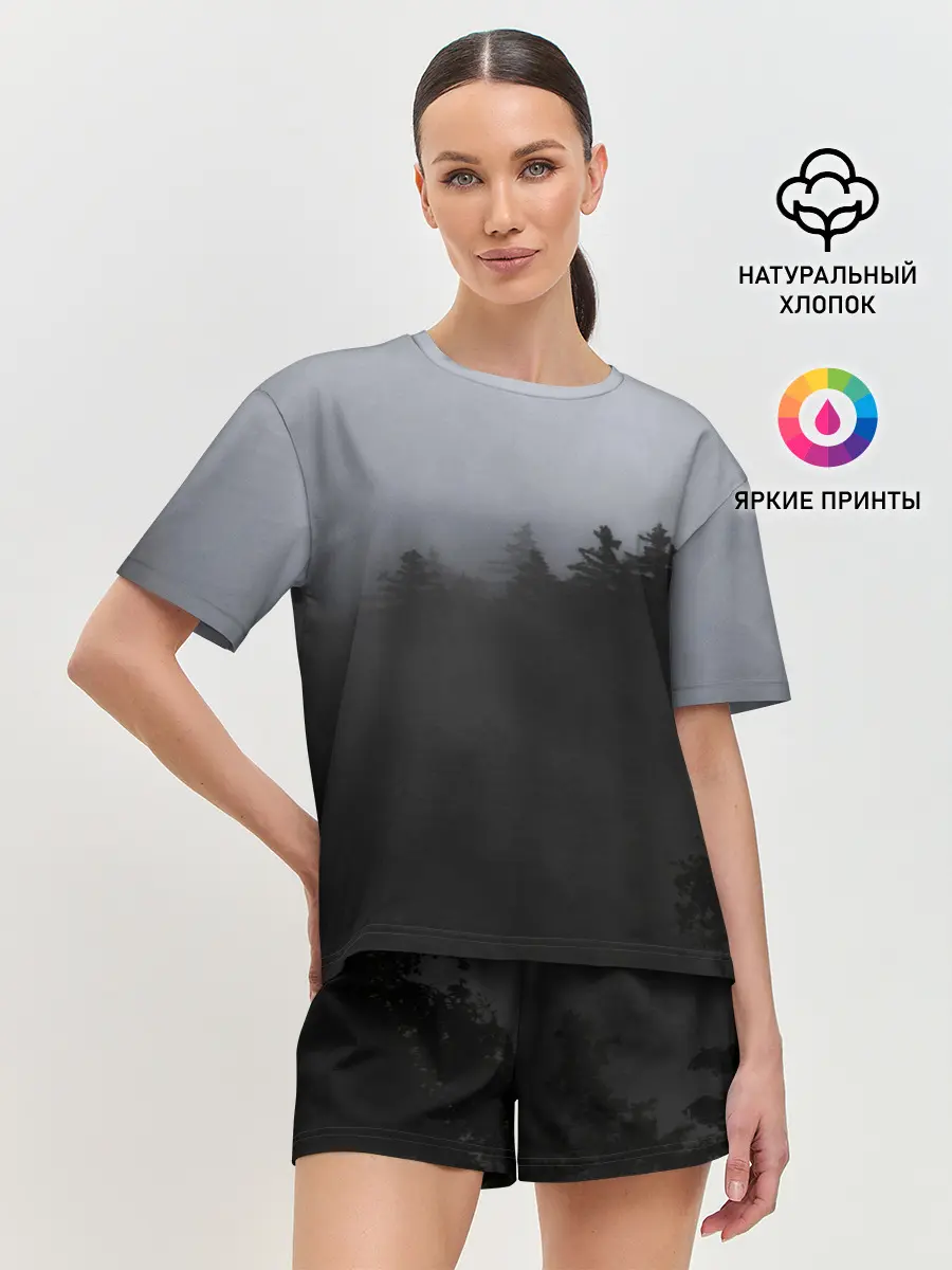Женская пижама с шортами / Лес в дыму