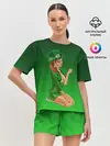 Женская пижама с шортами / девушка лепрекон в зеленом