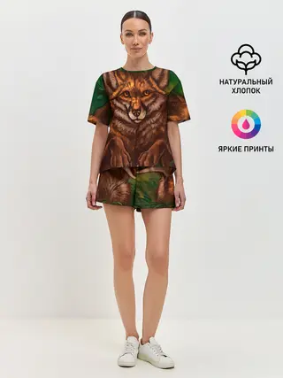 Женская пижама с шортами / Лисы