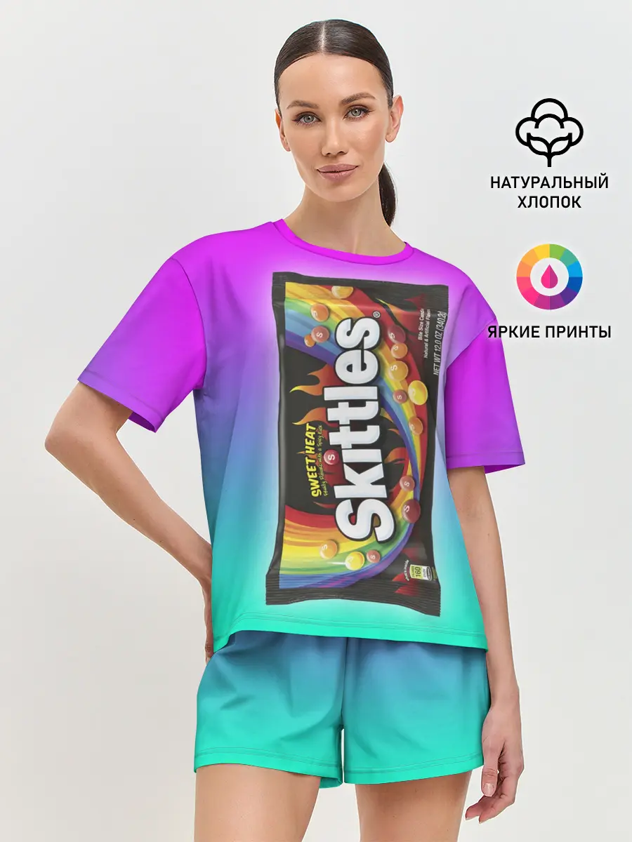 Женская пижама с шортами / Skittles | Черный